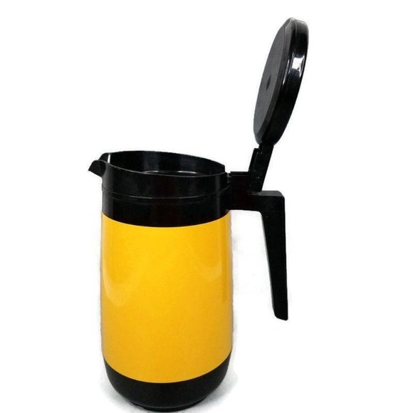 Rubbermaid Insulated Coffee Hot Tea Pitcher 3342 Mustard Black 30 Oz Vintage - Picture 5 of 11